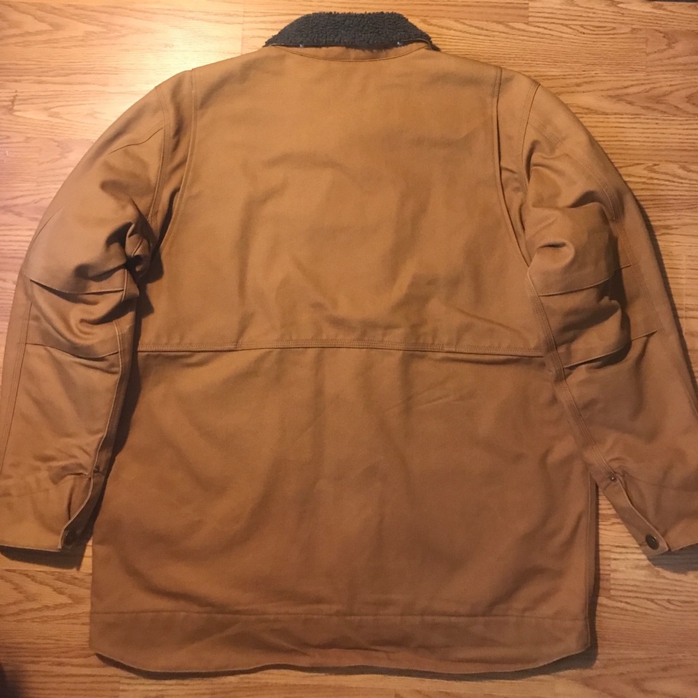 Carhartt Sherpa Lined Full Swing Jacket Mens L Button Up Light Beige Tan Canvas - Picture 2 of 12